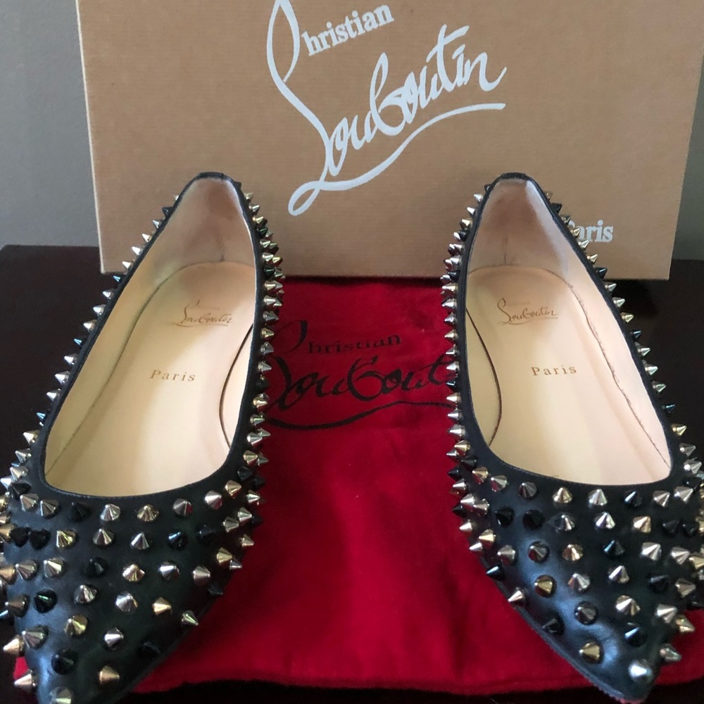 Christian Louboutin tri color spike flats